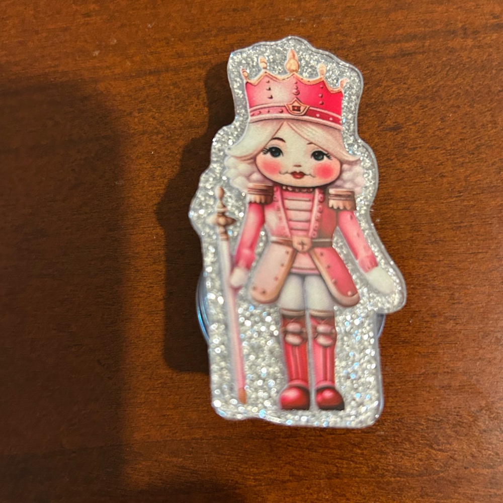 Pink Nutcracker Princess Glitter Pin Clip